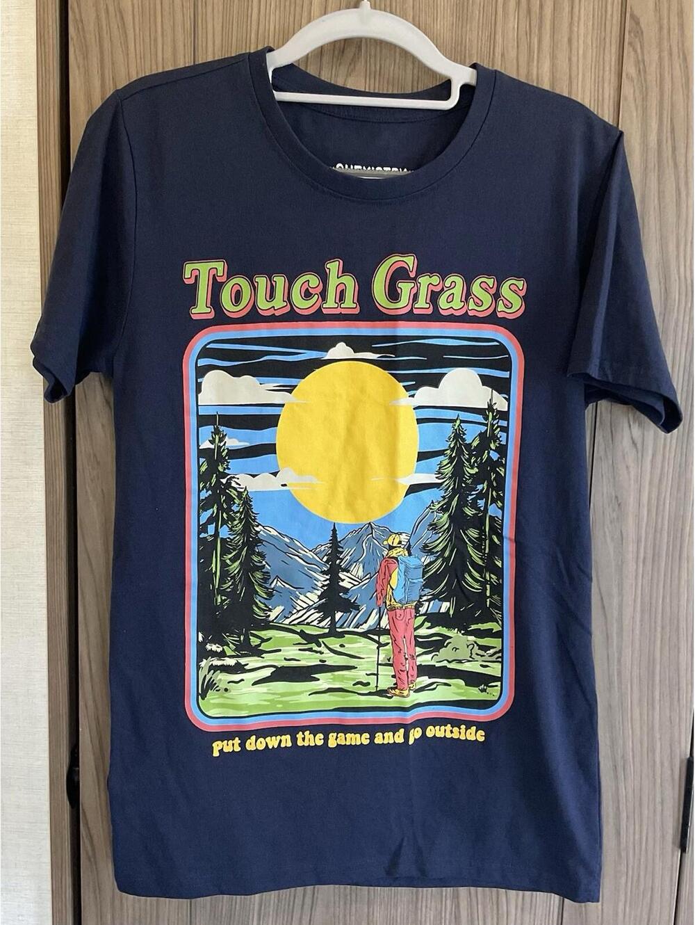 Chemistry Mens Short Sleeve Crew Neck Blue Touch Grass Tee Shirt Size S